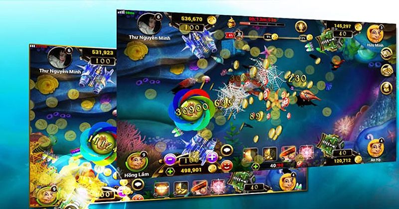 Hình ảnh game Hải tặc bắn cá với nhiều bản đồ và súng.