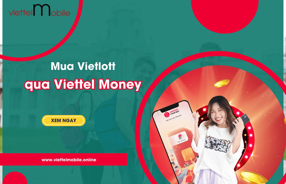 Hình ảnh hướng dẫn mua vé số Vietlott qua ứng dụng Viettel Money.